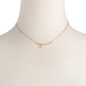 NWT COACH Signature Pave Bar Charm Frontal Necklace‎ Rose Gold w/Crystals 91431